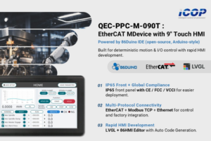 QEC-PPC-M-090T a 9 EtherCAT MDevice Panel PC for Real-Time HMI, Ethernet, Modbus TCP, and EtherCAT Control